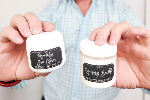 Whipped body soufflé moisturizer with mango butter, shea butter, aloe, and sea buckthorn for soft hydrated skin